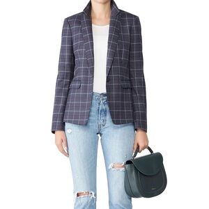 Rag & Bone Lexington Blazer Blue and Pink Plaid Single Closure Tailored Size 8